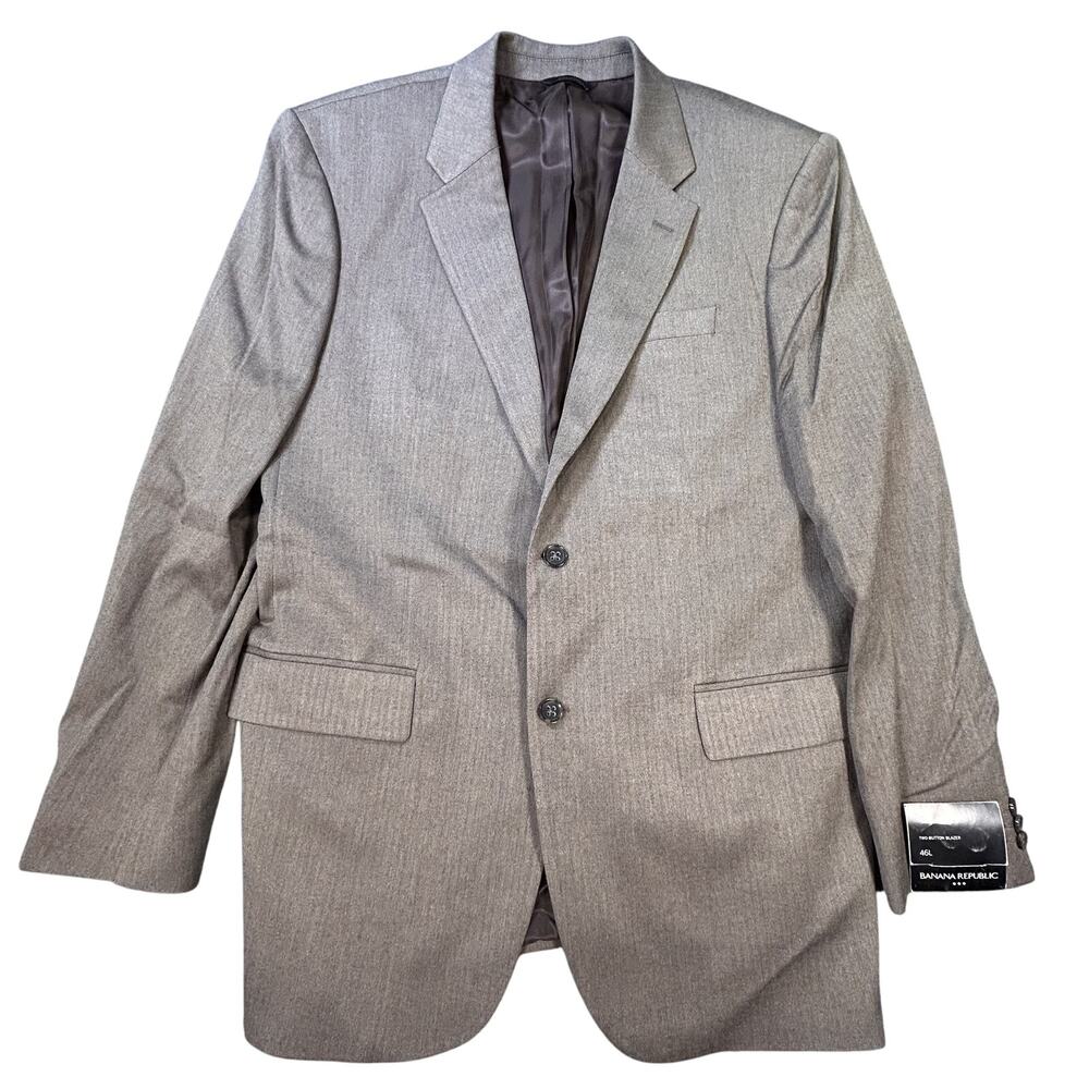 Banana Republic Blazer Mens 46L Brown Two Button Classic Suit Jacket Herringbone